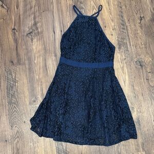Elegant Navy Blue Lace Dress